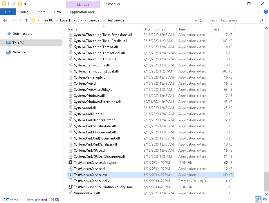 Release file contents of Windows Service
